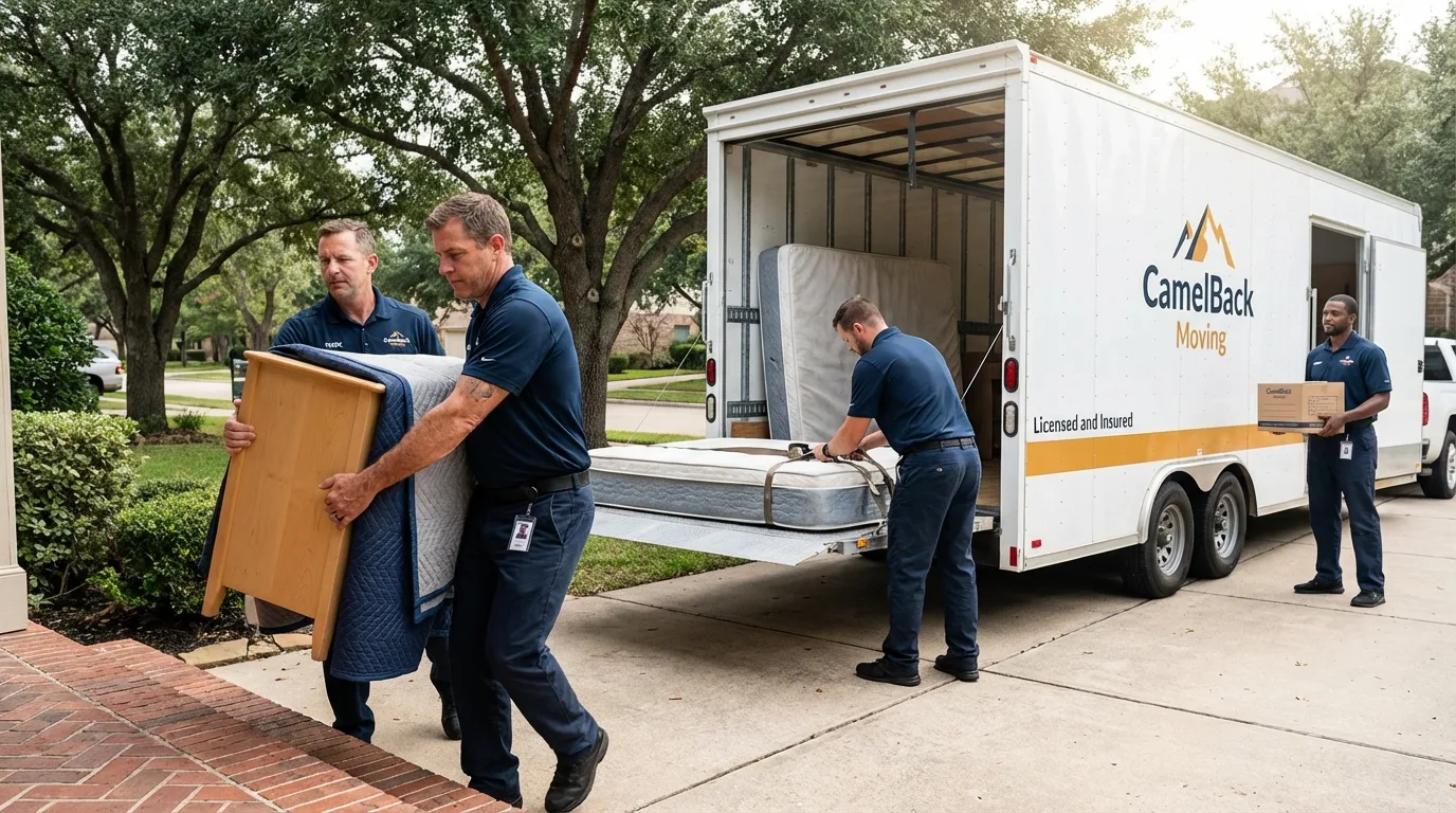 Crew loading residential truck for cross-state move from Martins Ferry, OH