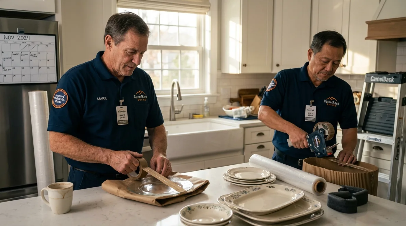 Professional crew packing kitchen dishware in Martins Ferry, OH